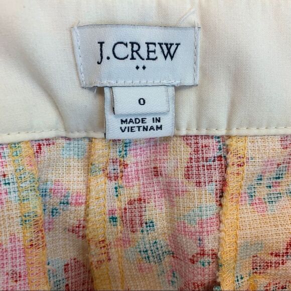 J.CREW yellow floral flower tropical cargo shorts pockets Sz 0 NWOT - Picture 5 of 11
